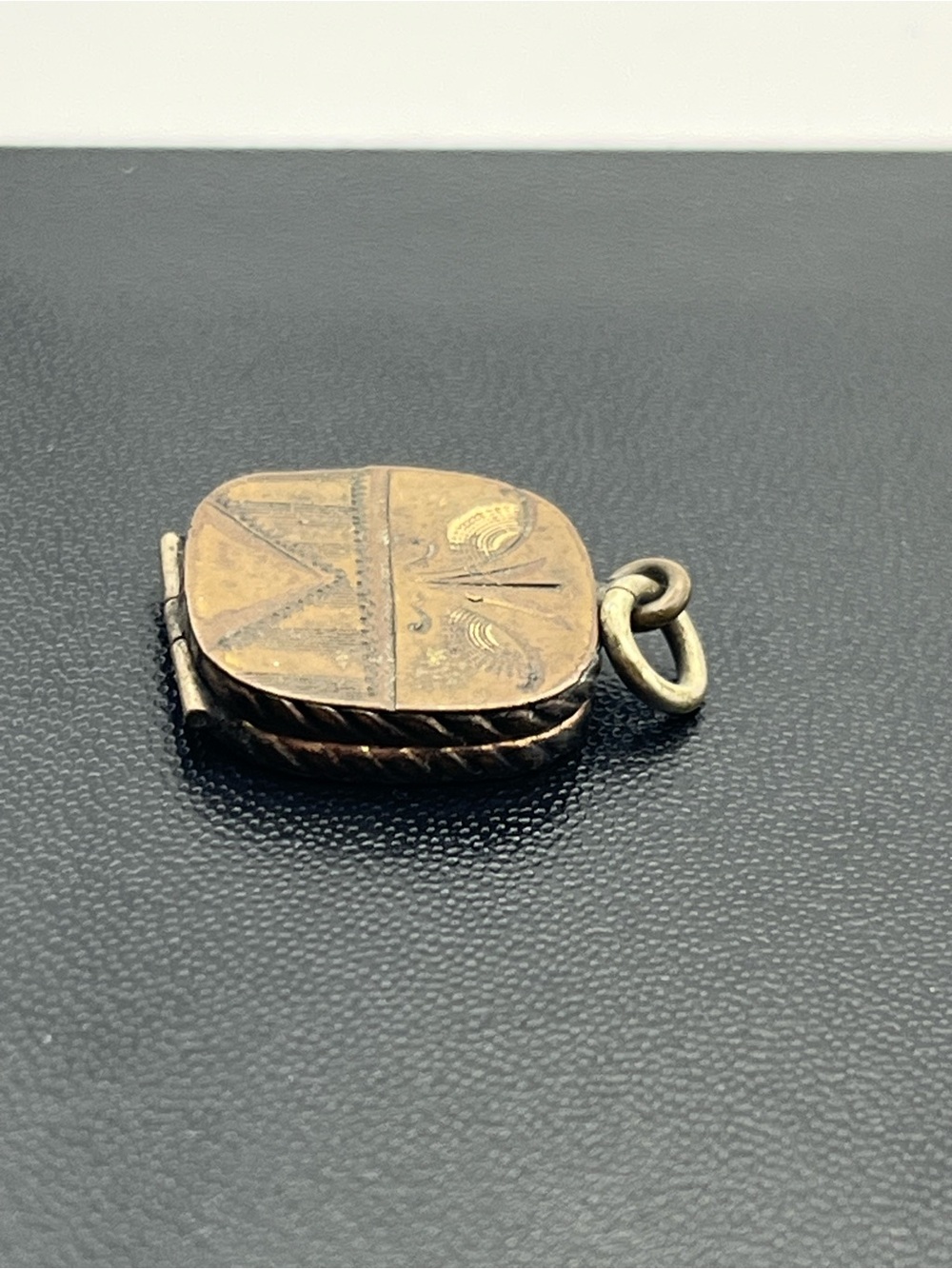 SKM & Co Victorian gold tone square locket pocket watch fob engraved DAMAGED - Picture 5 of 15